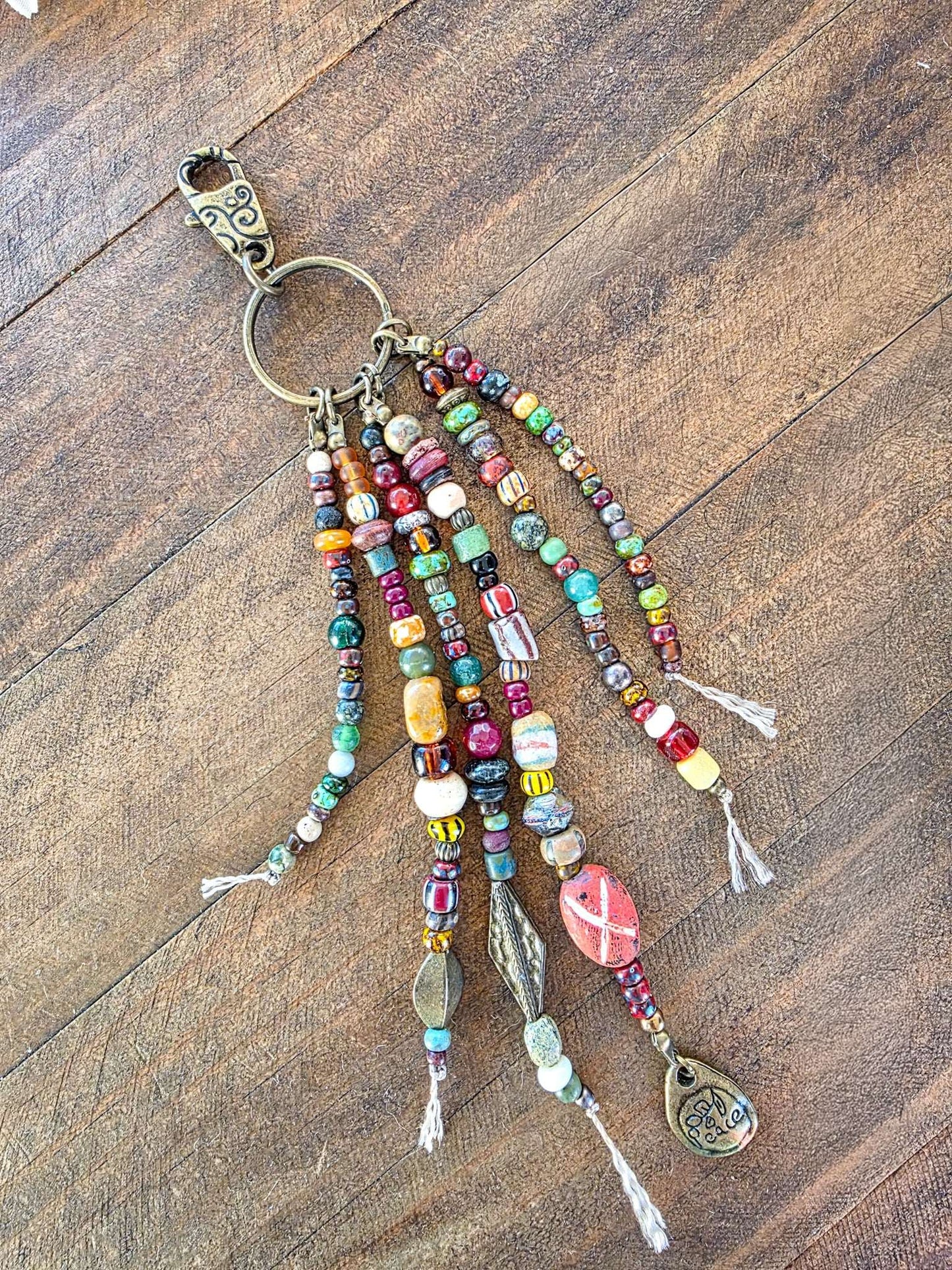 Boho Rustic Beaded Purse Tassel Keychain- Nicki Lynn Jewelry
