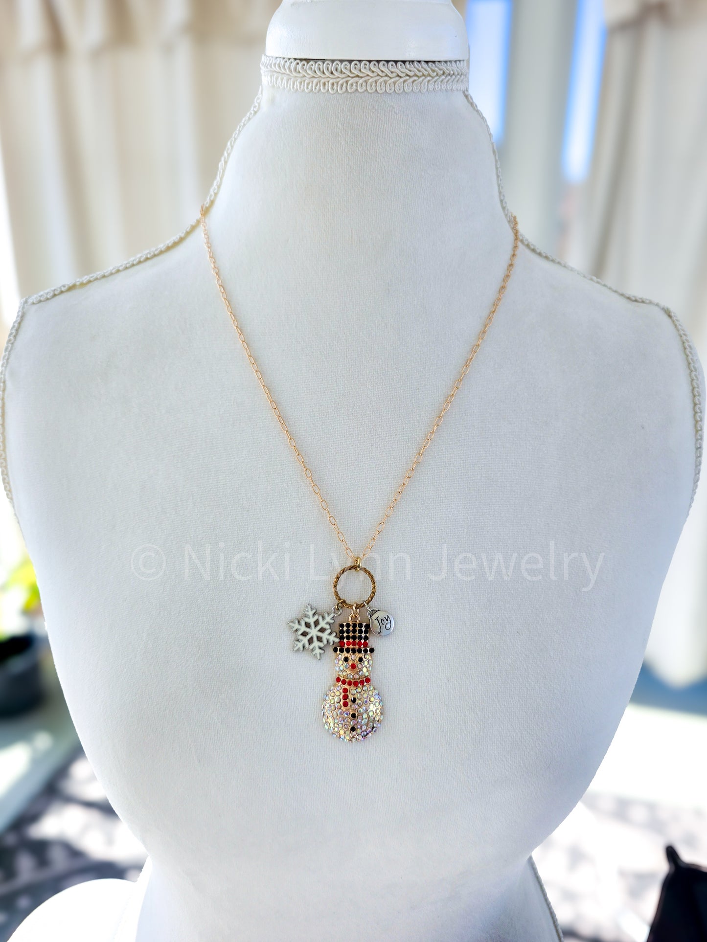 Sparkling Snowman Christmas Necklace - Nicki Lynn Jewelr