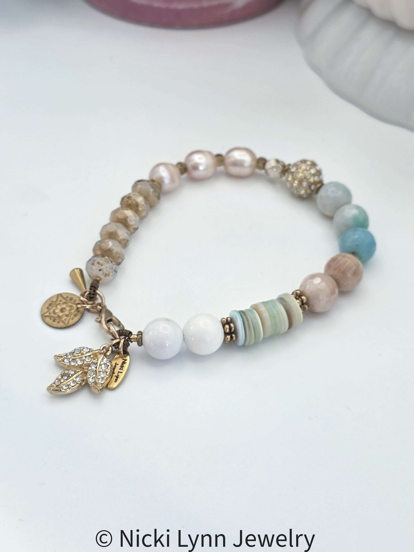 Amazonite & Freshwater Pearl Bracelet, Nicki Lynn Jewelry