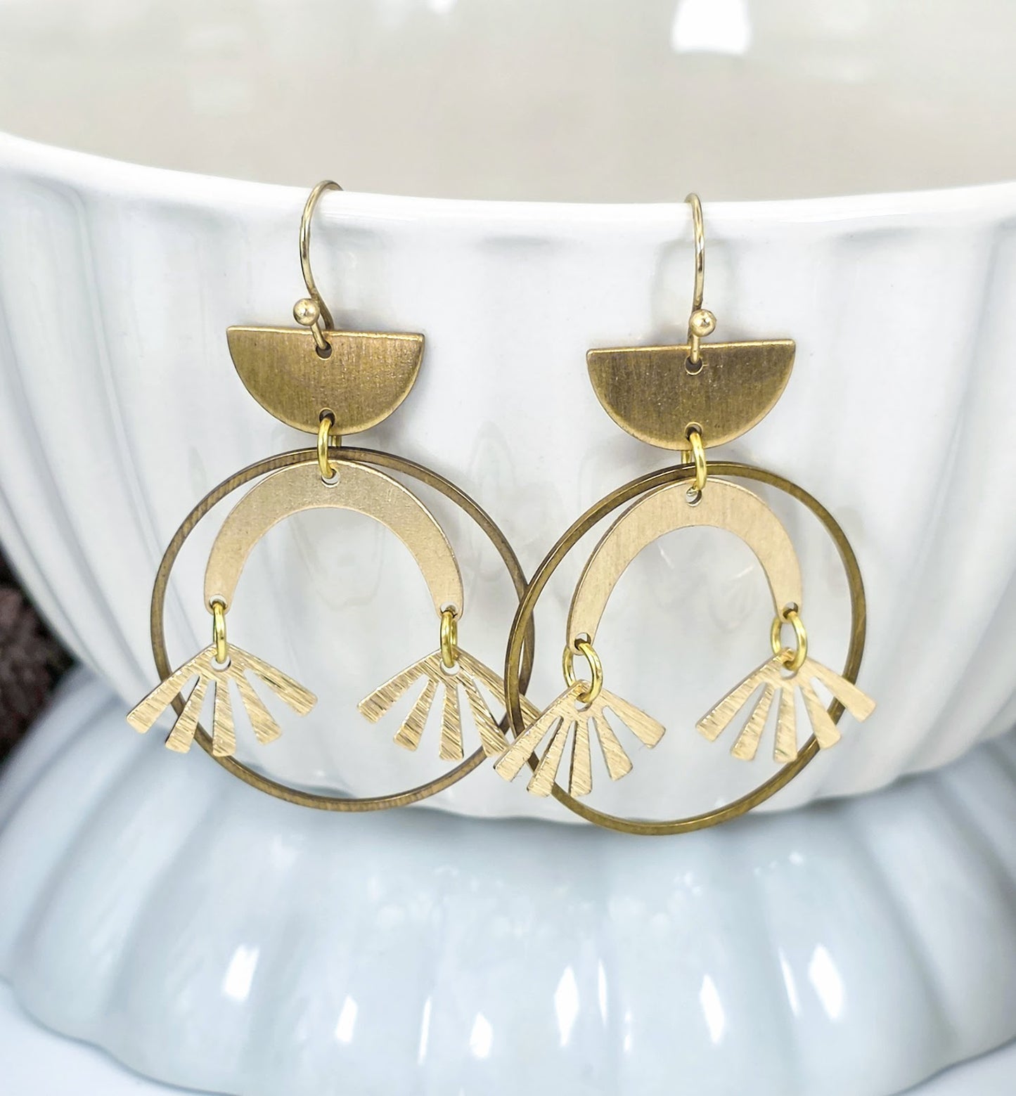 Modern Gold Brass Statement Earrings, Nicki Lynn Jewelry