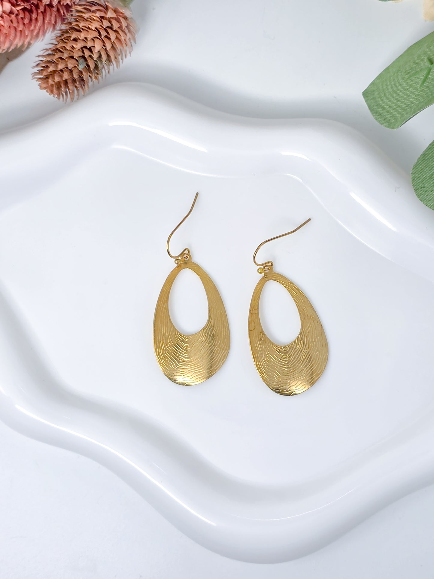 Textured Gold Teardrop Statement Earrings, Nicki Lynn Jewelry
