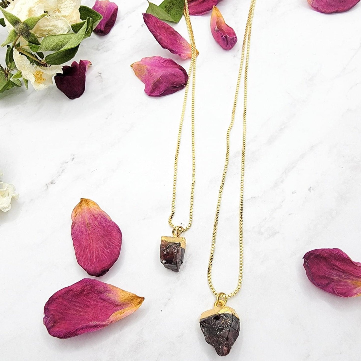 14K Gold Filled Raw Garnet Necklace - Nicki Lynn Jewelry
