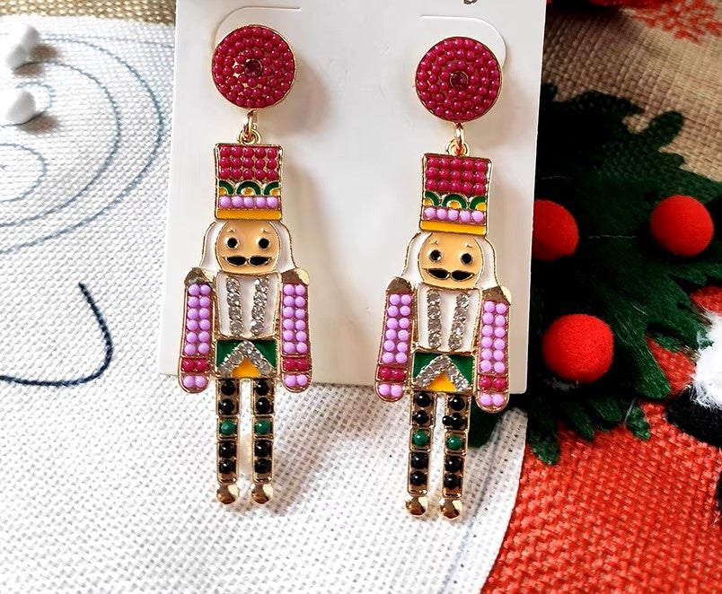 Nutcracker Dangle Holiday Post Earrings, Nicki Lynn Jewelry