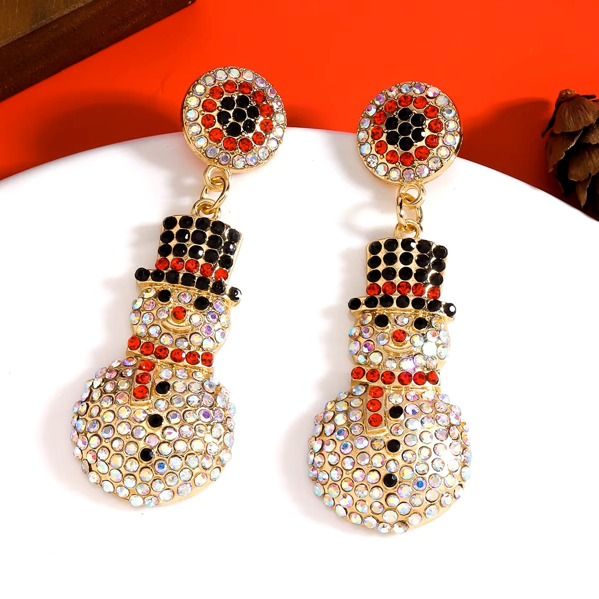 Rhinestone Sparkle Snowman Holiday Earrings, Nicki Lynn Jewelry