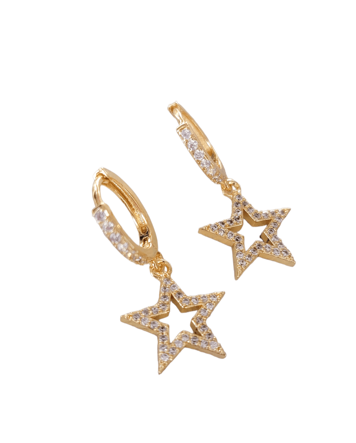 Tiny Gold Star Hoop Earrings- Full Circle Huggies