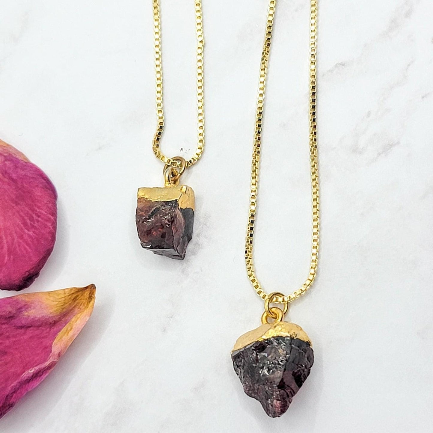 14K Gold Filled Raw Garnet Necklace - Nicki Lynn Jewelry
