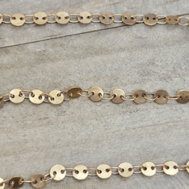 4mm Round Disc Chain - Raw Brass Disc Chain - Soldered Links - Nicki Lynn Jewelry
