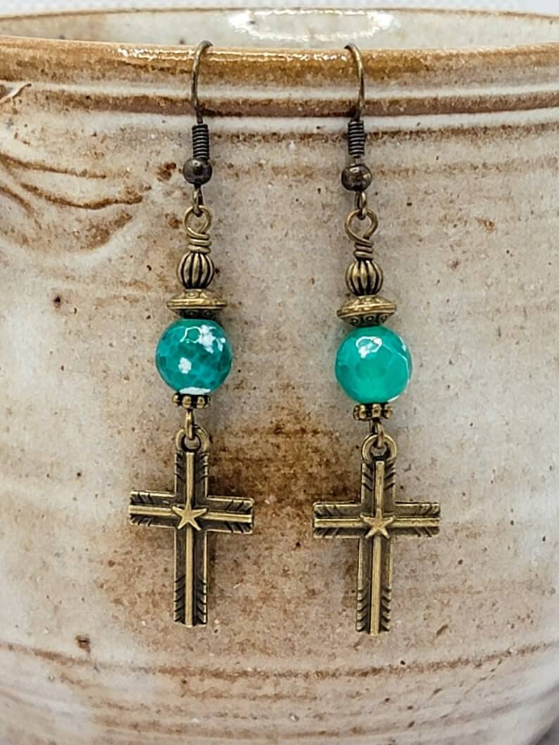 Rustic Cross Dangle Earrings, Nicki Lynn Jewelry