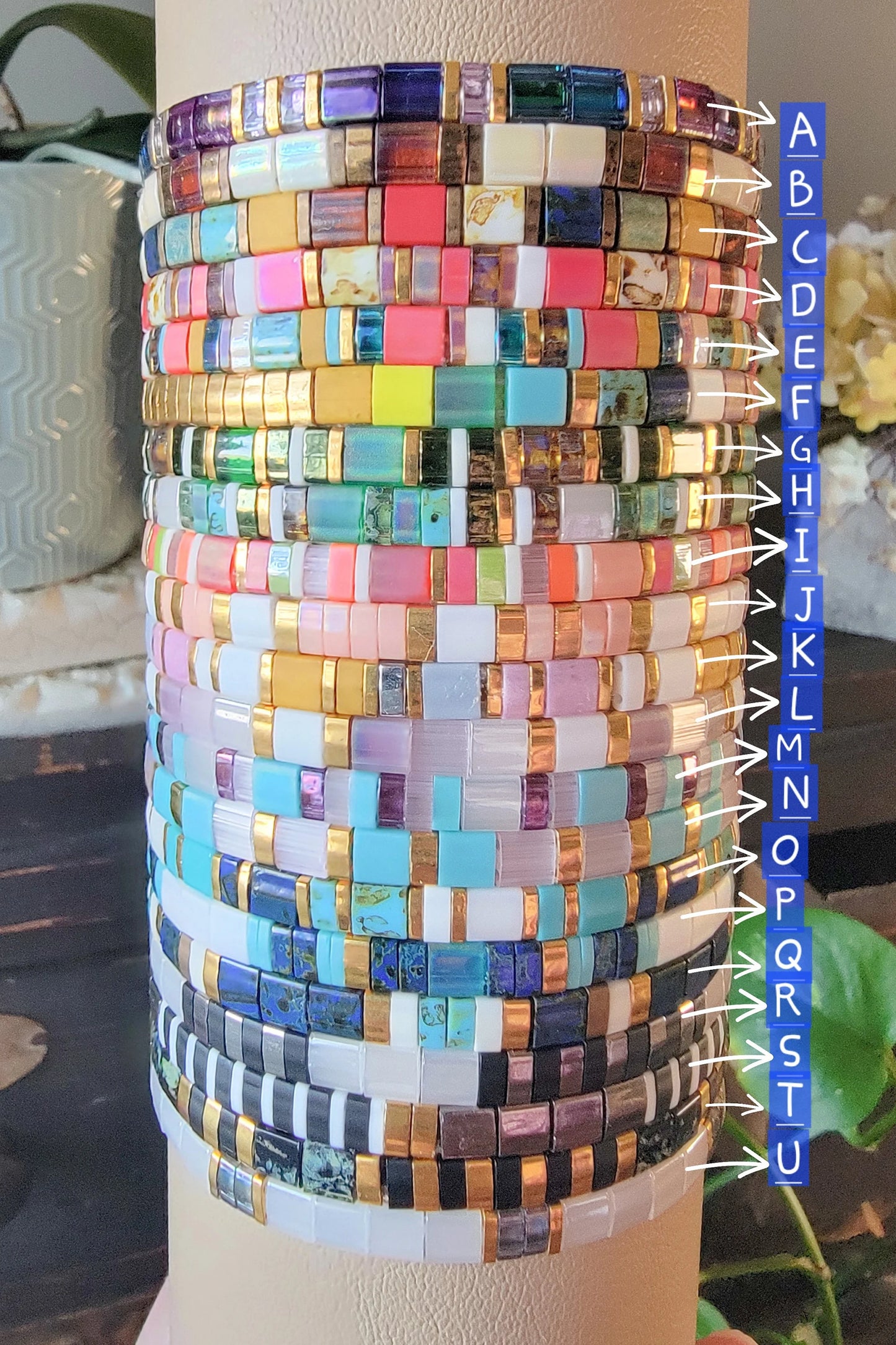 Colorful Glass Tila Tile Beaded Bracelet