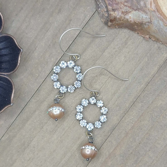 Rhinestone Pearl Drop Earrings - Nicki Lynn Jewelry