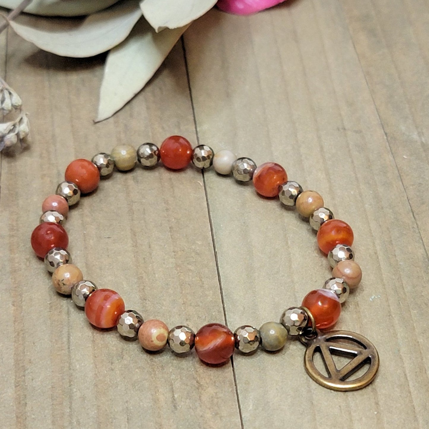 Men's Sobriety Bracelet- AA Mixed Gemstone Bracelet - Nicki Lynn Jewelry