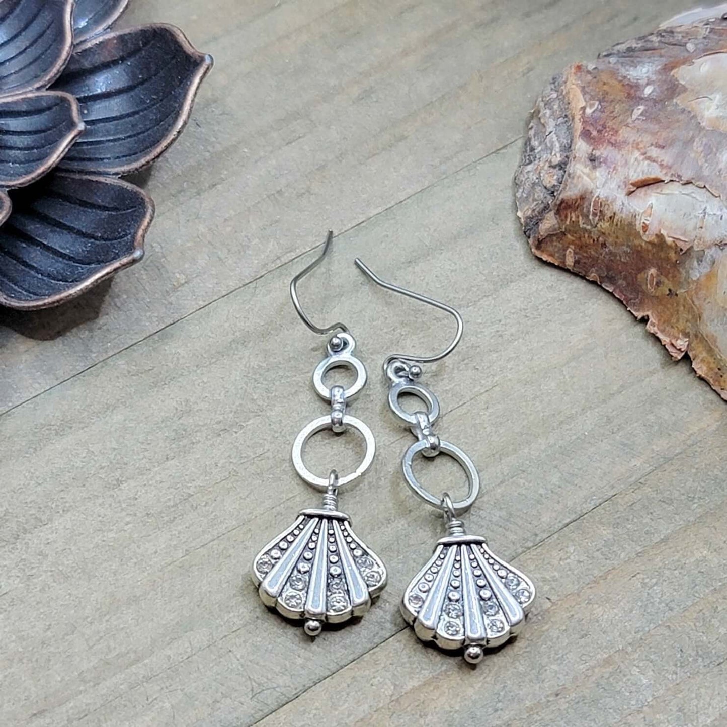 Deco Shell Drop Earrings, Nicki Lynn Jewelry
