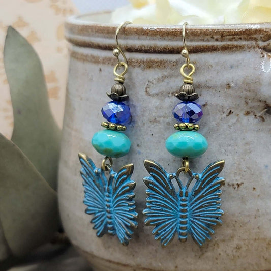Patina Butterfly Earrings, Nicki Lynn Jewelry