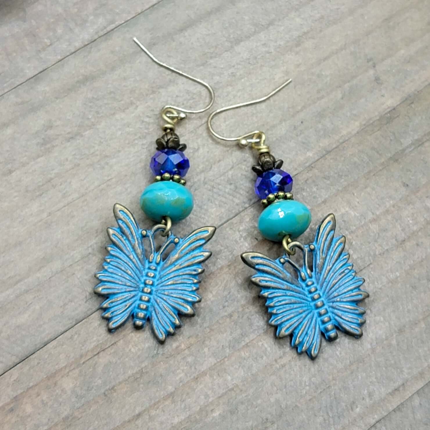Patina Butterfly Earrings, Nicki Lynn Jewelry