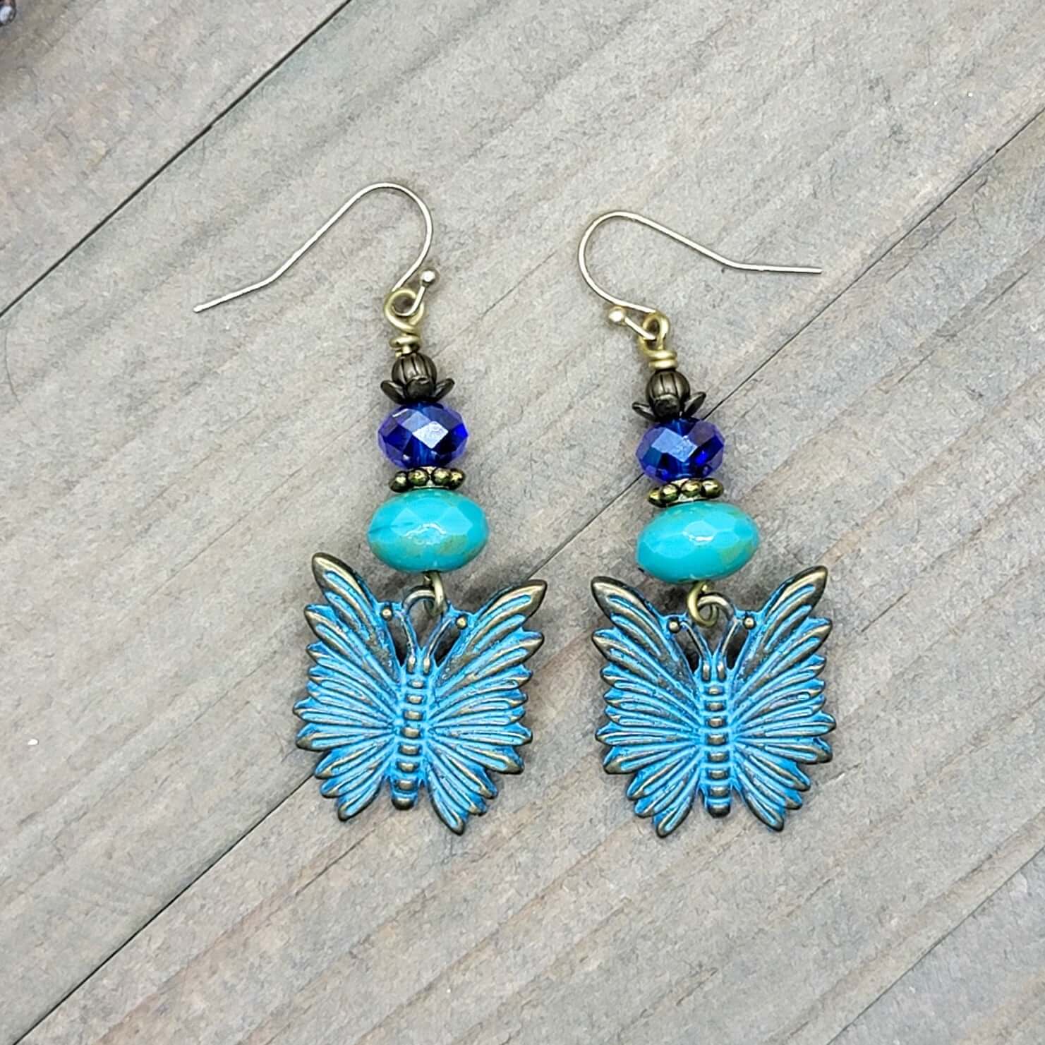 Patina Butterfly Earrings, Nicki Lynn Jewelry