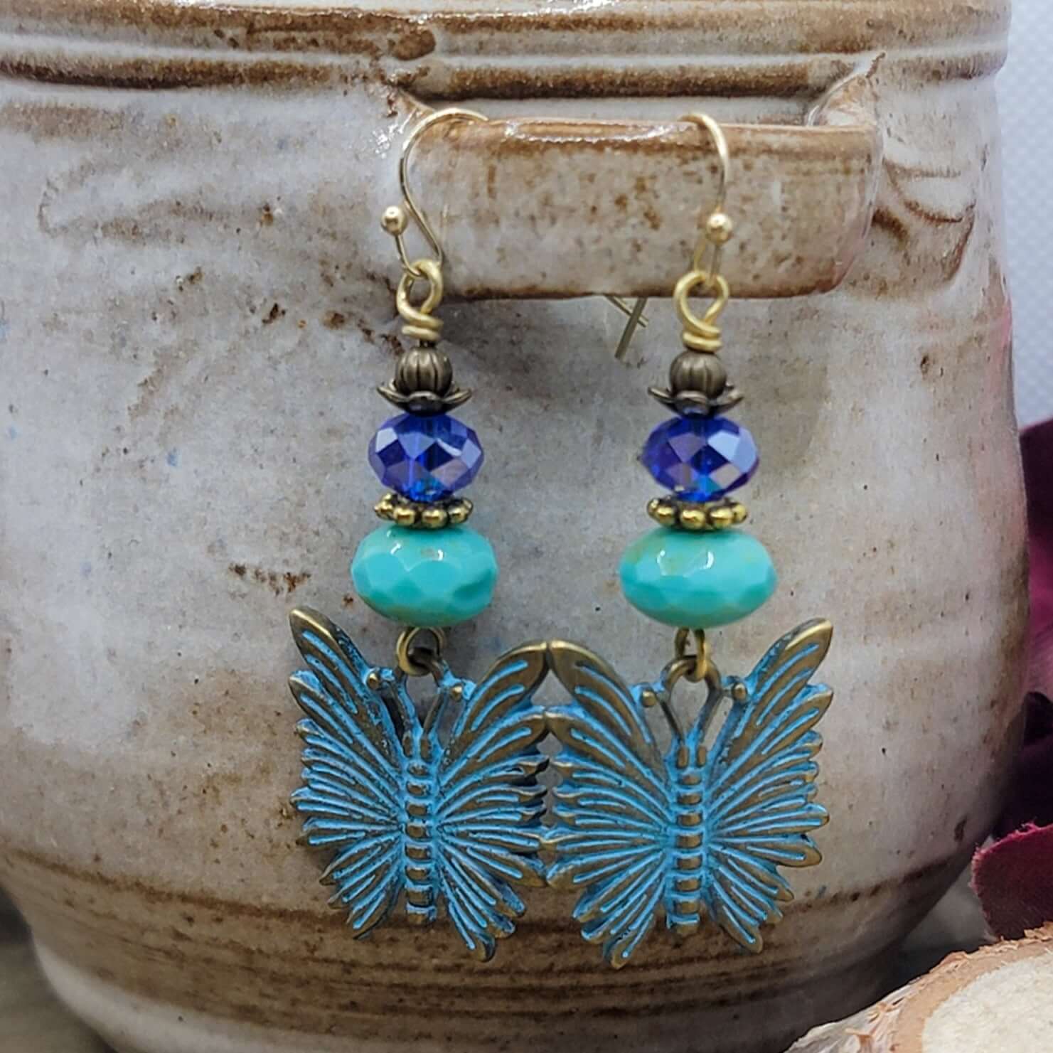 Patina Butterfly Earrings, Nicki Lynn Jewelry