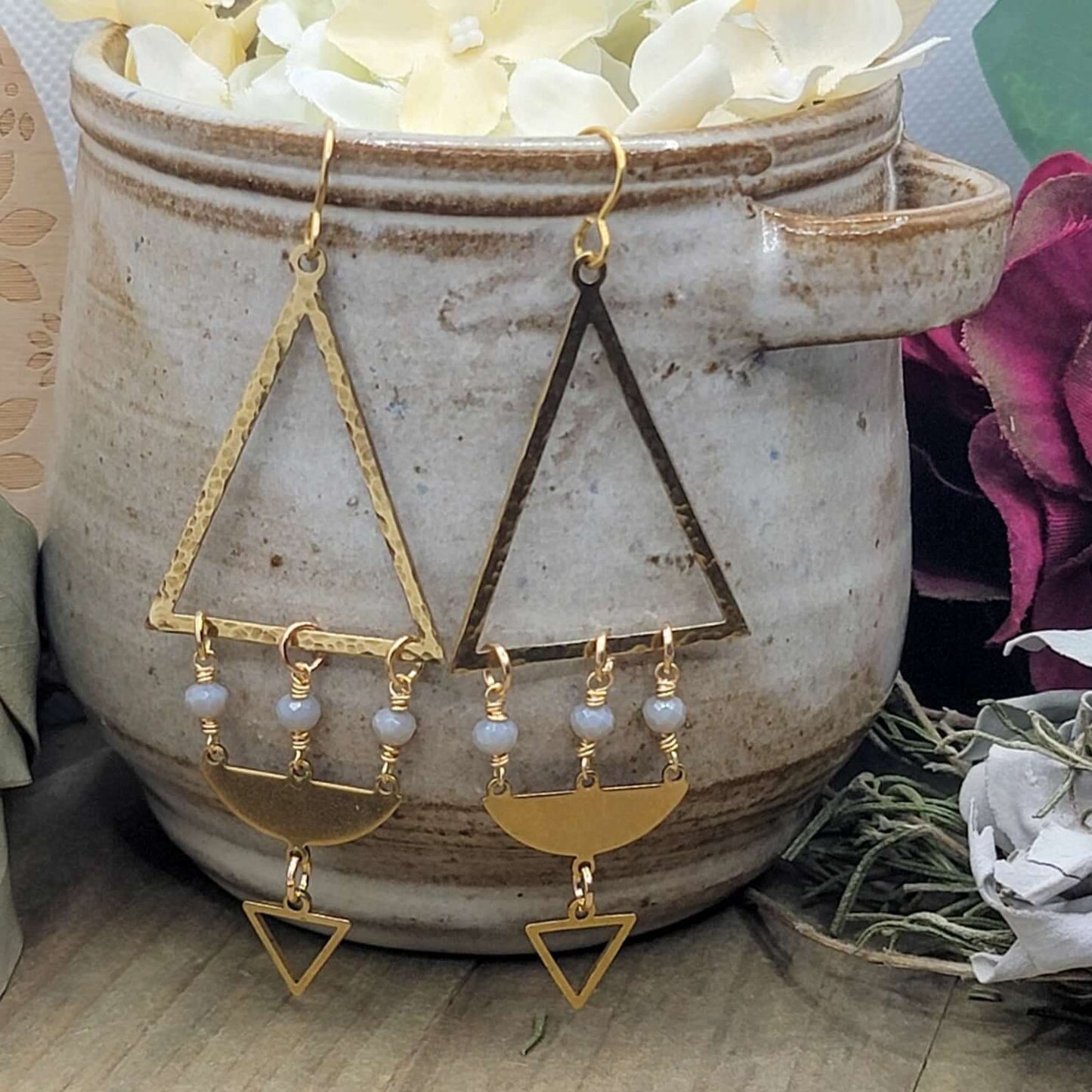 Long Gold Bohemian Statement Earrings, Nicki Lynn Jewelry