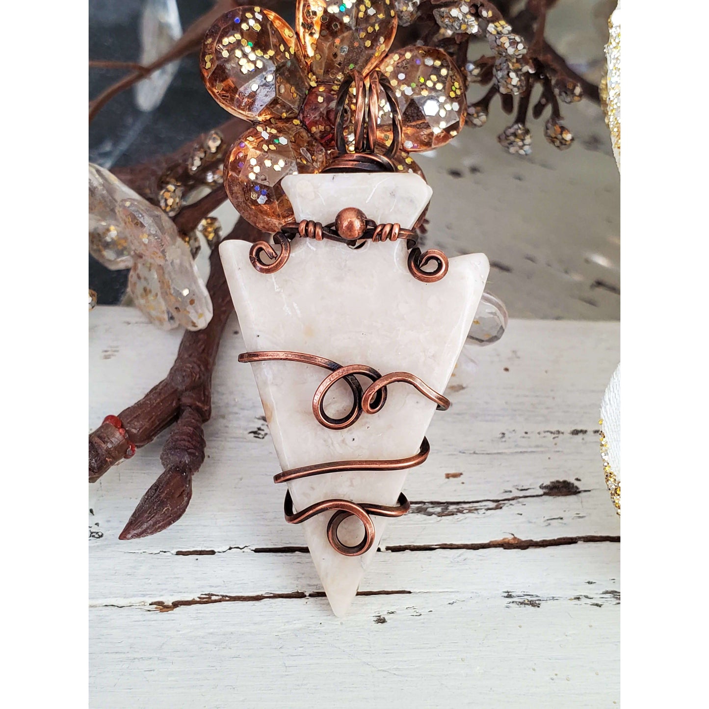 Copper Wire wrapped Agate Arrowhead Necklace - Nicki Lynn Jewelry