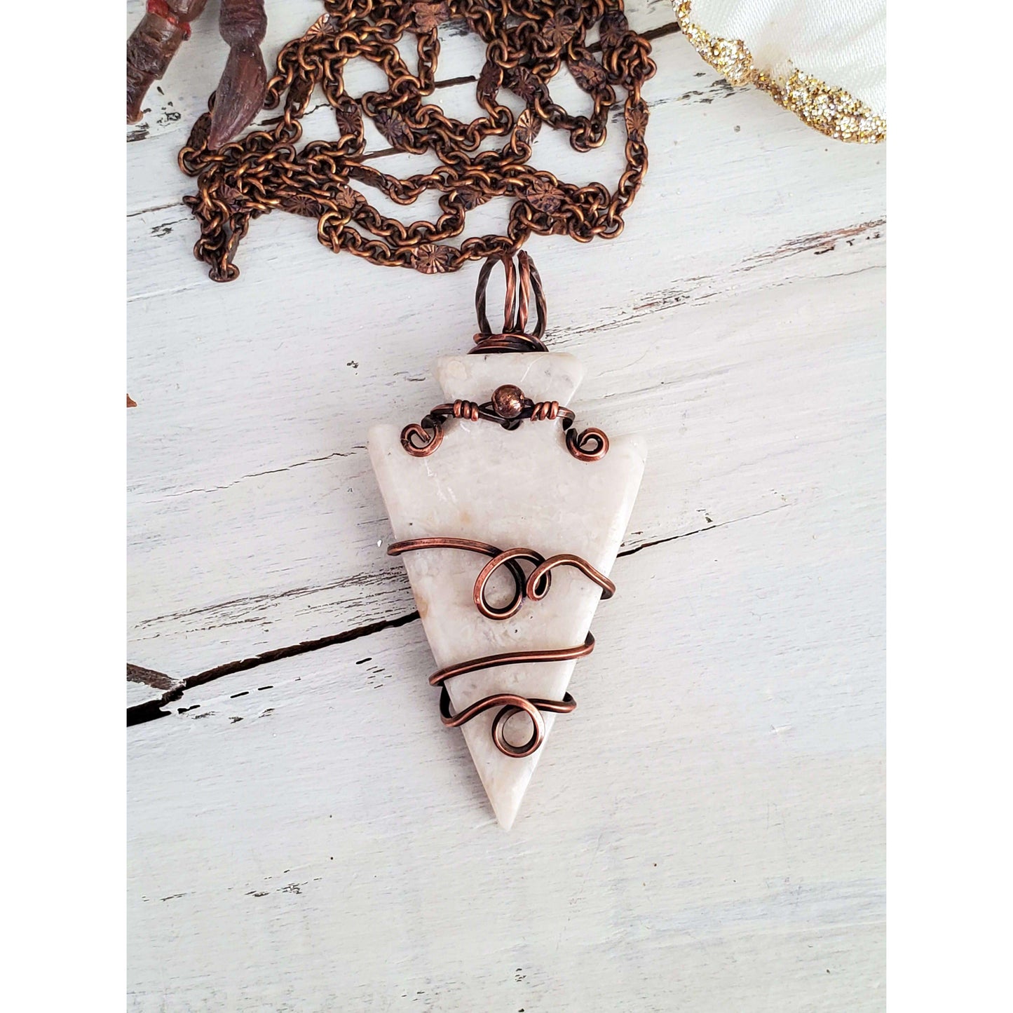 Copper Wire wrapped Agate Arrowhead Necklace - Nicki Lynn Jewelry
