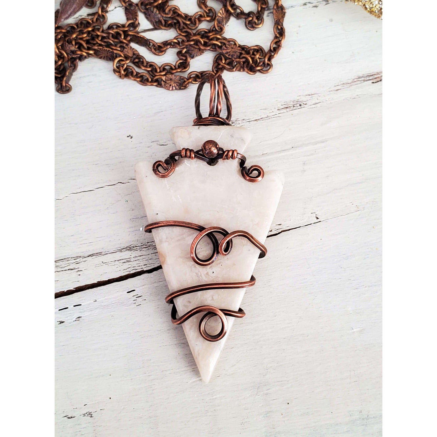 Copper Wire wrapped Agate Arrowhead Necklace - Nicki Lynn Jewelry