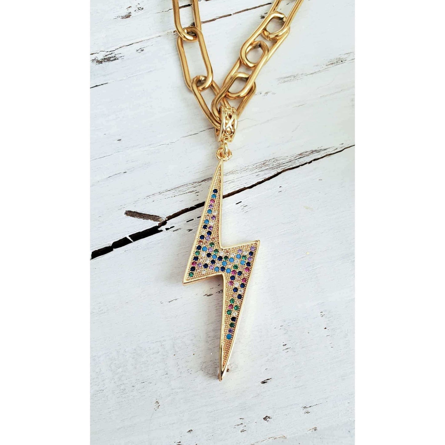 CZ Lightning Bolt Necklace - Nicki Lynn Jewelry