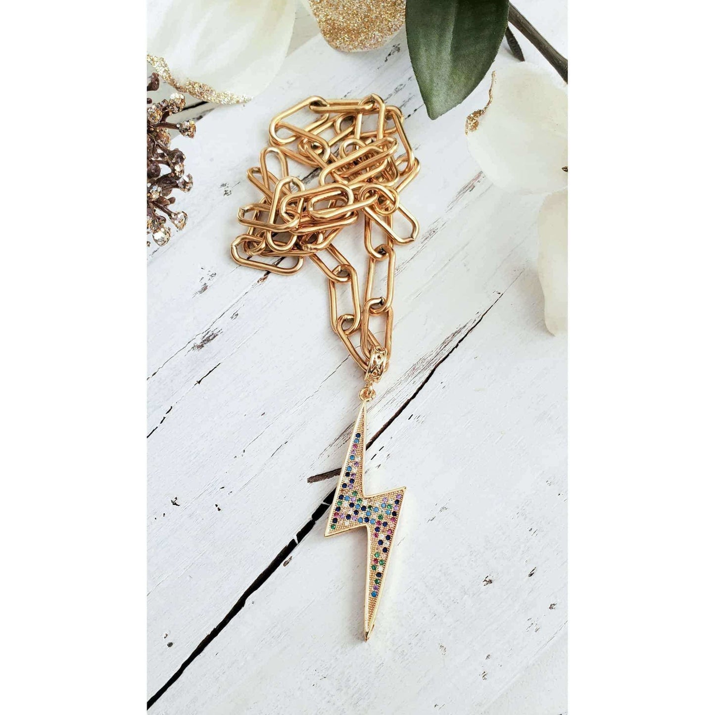 CZ Lightning Bolt Necklace - Nicki Lynn Jewelry