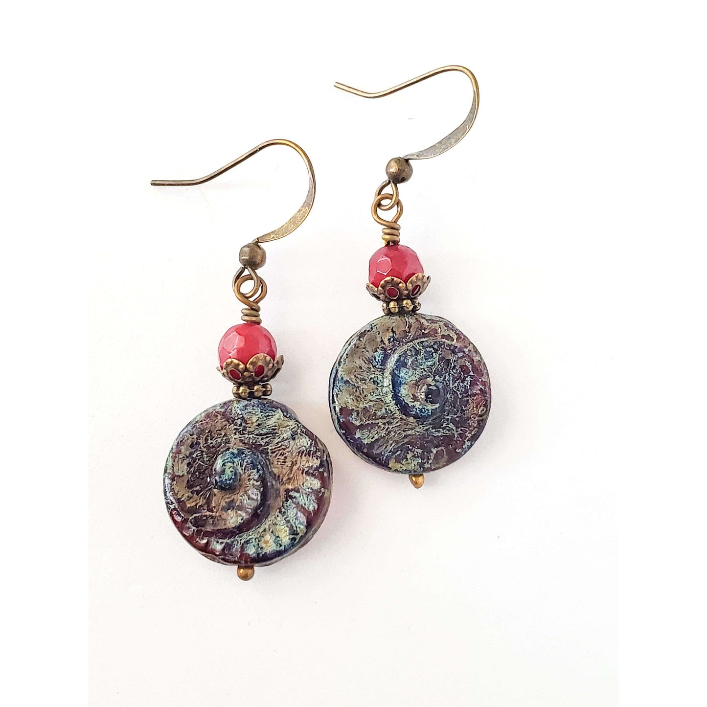 Czech Glass Round Spiral Earrings - Nicki Lynn Jewelry