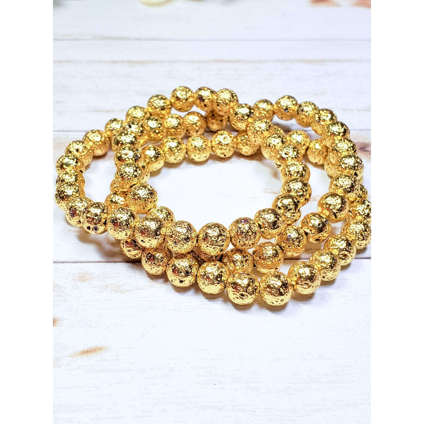 Gold Lava Stone Bracelet Set - Nicki Lynn Jewelry