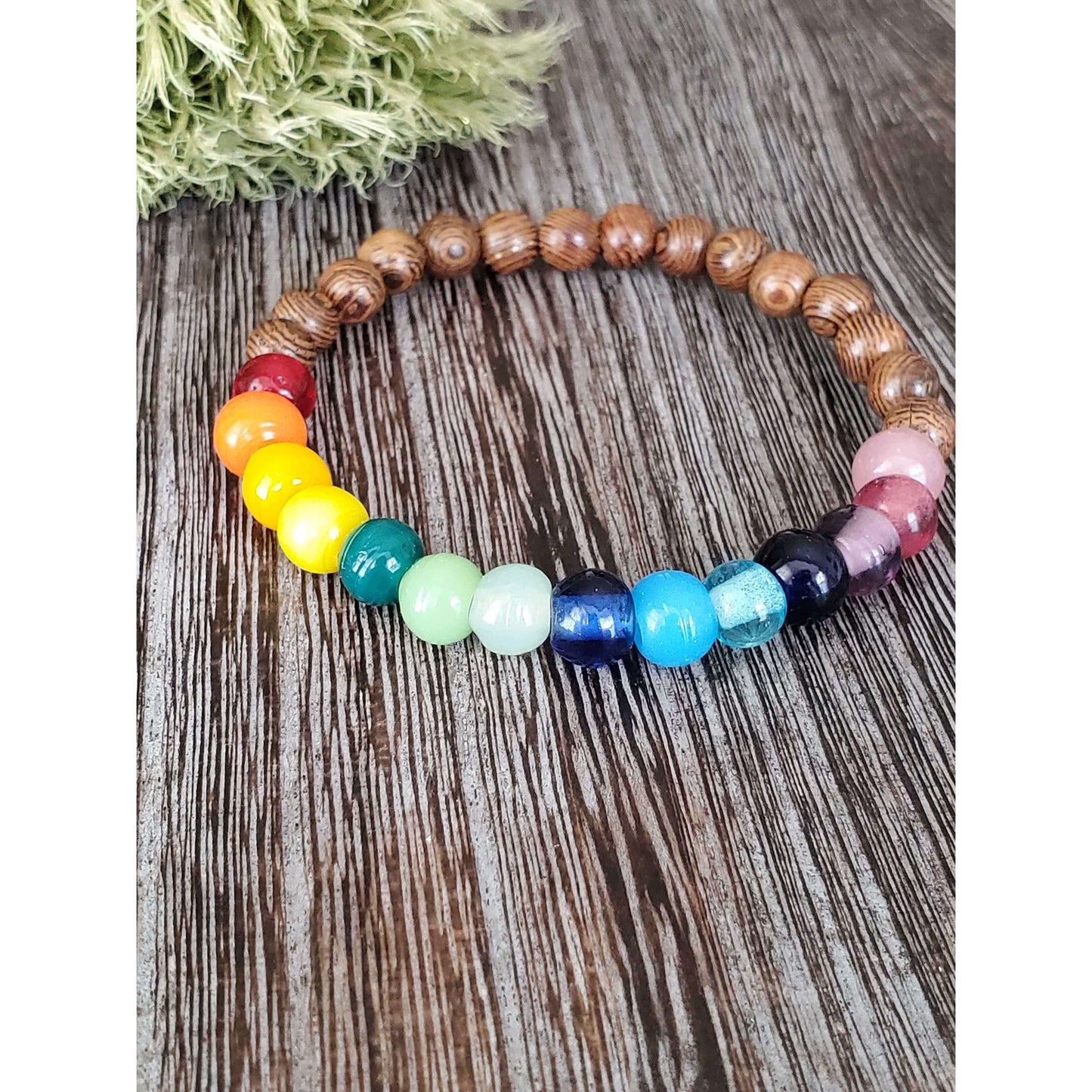Rose Wood and Glass Beaded Bracelet - Nicki Lynn Jewelry
