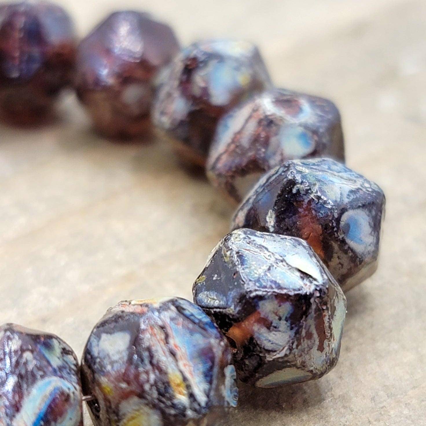 10mm English Cut Dark Mulberry Czech Glass Beads - Nicki Lynn Jewelry