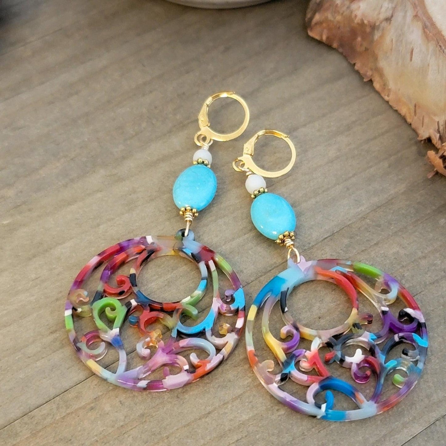 Acrylic Filigree Hoop Earrings - Nicki Lynn Jewelry