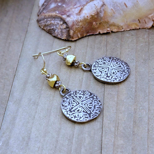 Mixed Metal Cross Earrings - Nicki Lynn Jewelry