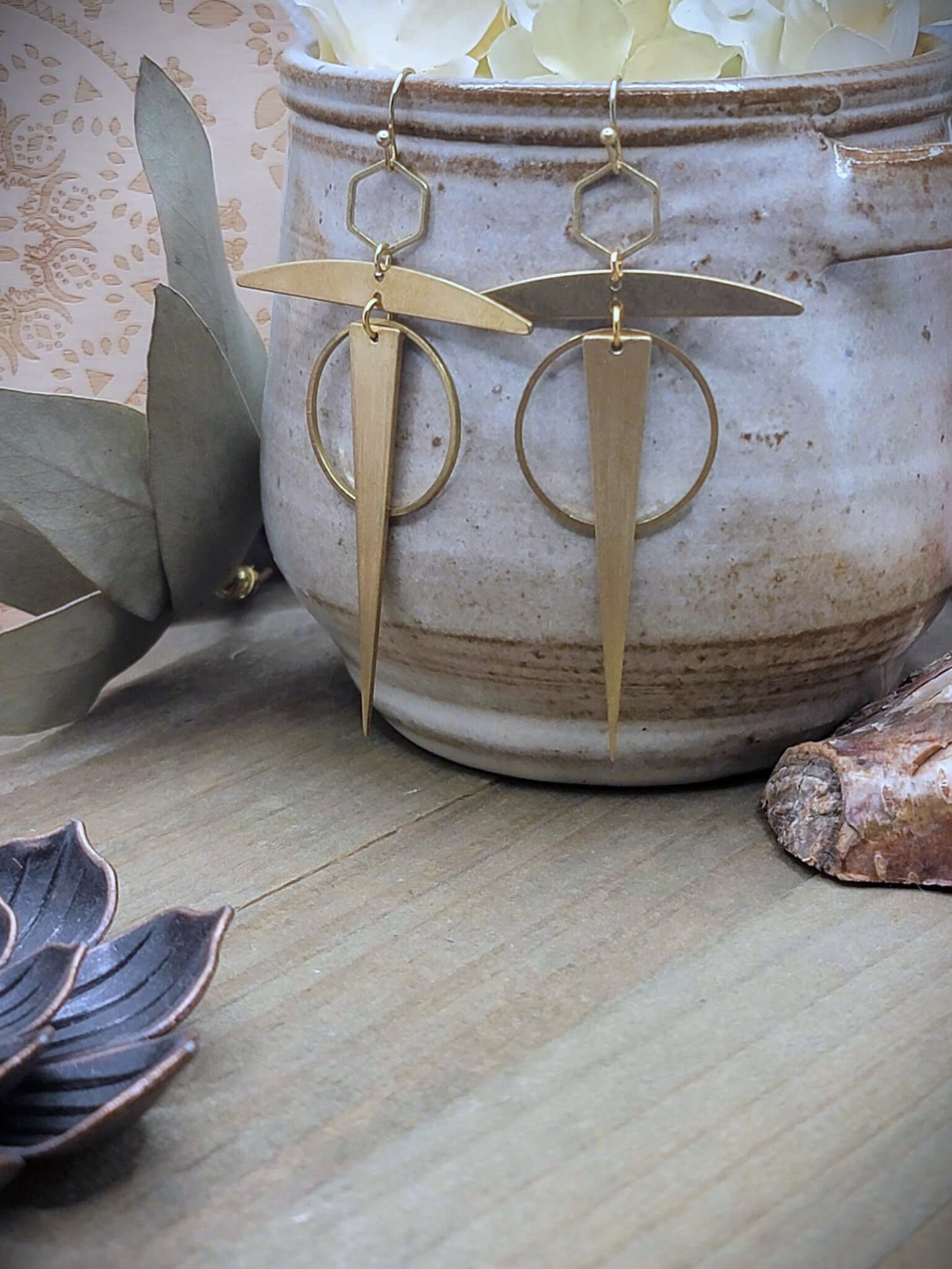 Art Deco Brass Statement Earrings - Nicki Lynn Jewelry