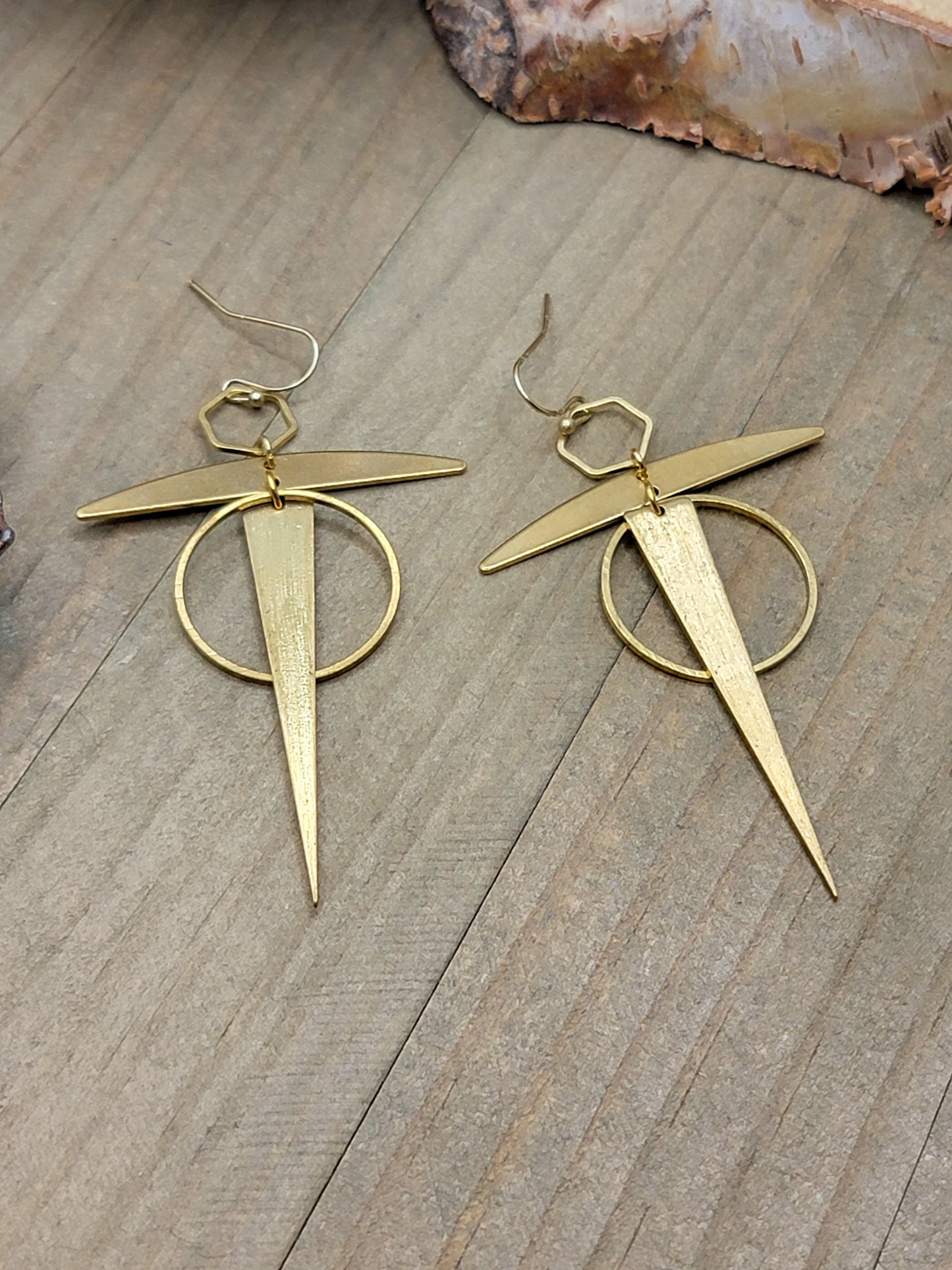 Art Deco Brass Statement Earrings - Nicki Lynn Jewelry