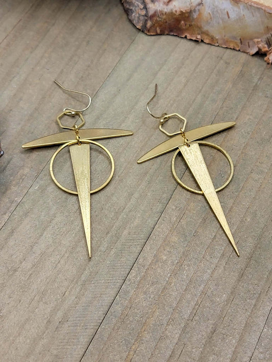 Art Deco Brass Statement Earrings - Nicki Lynn Jewelry