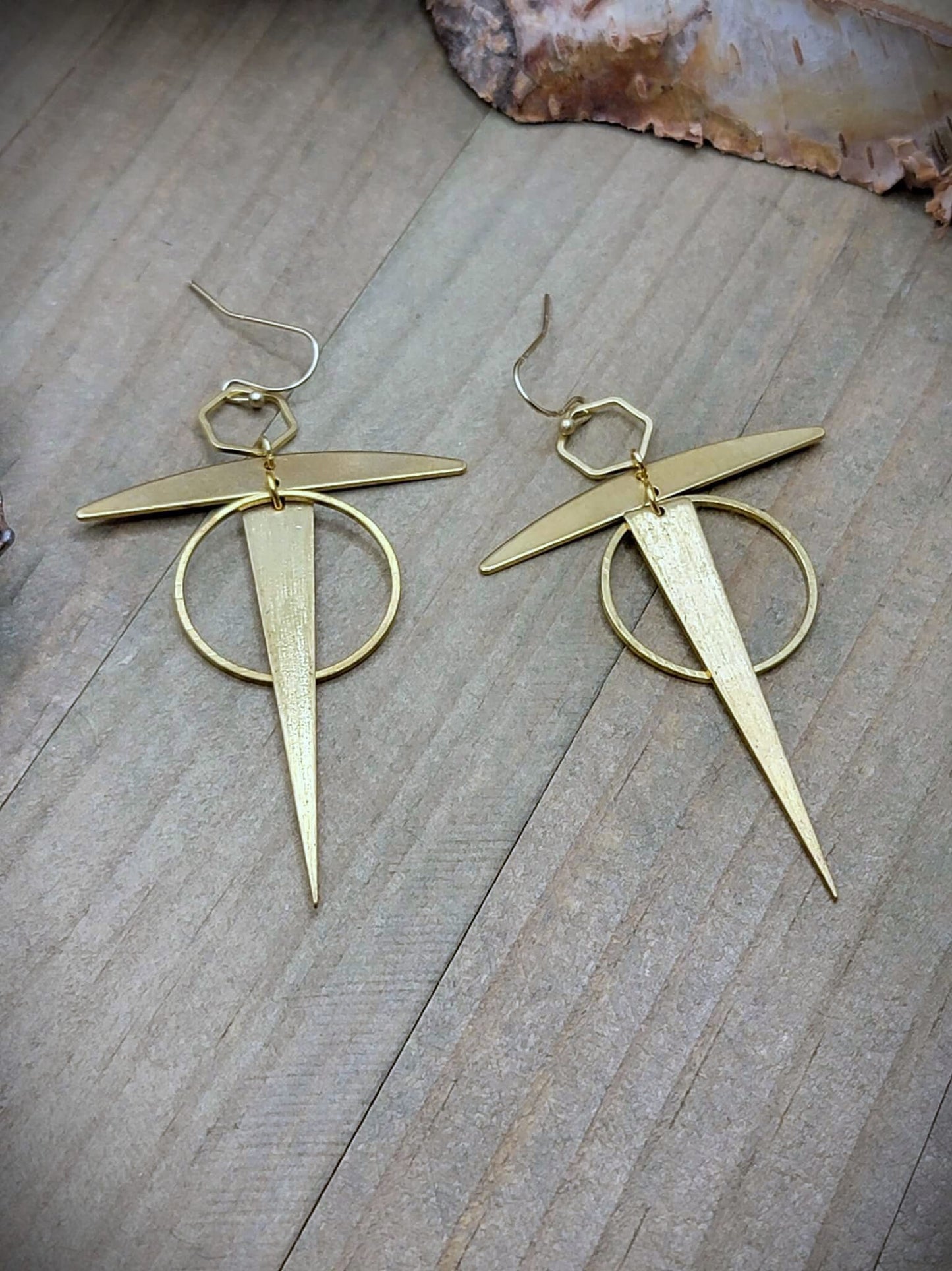 Art Deco Brass Statement Earrings - Nicki Lynn Jewelry