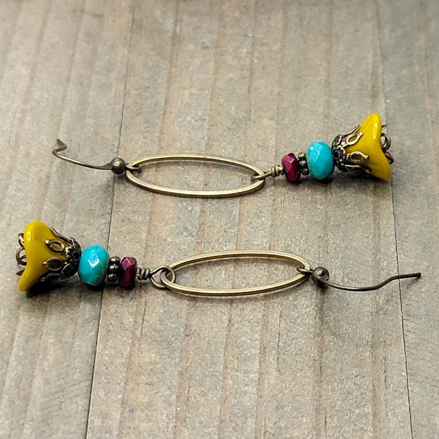 Long Multi Color Czech Glass Earrings - Nicki Lynn Jewelry