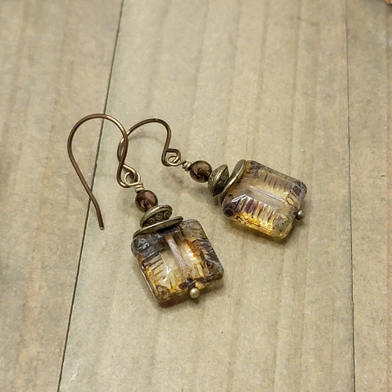 Small Boho Rustic Dangle Earrings, Nicki Lynn Jewelry 
