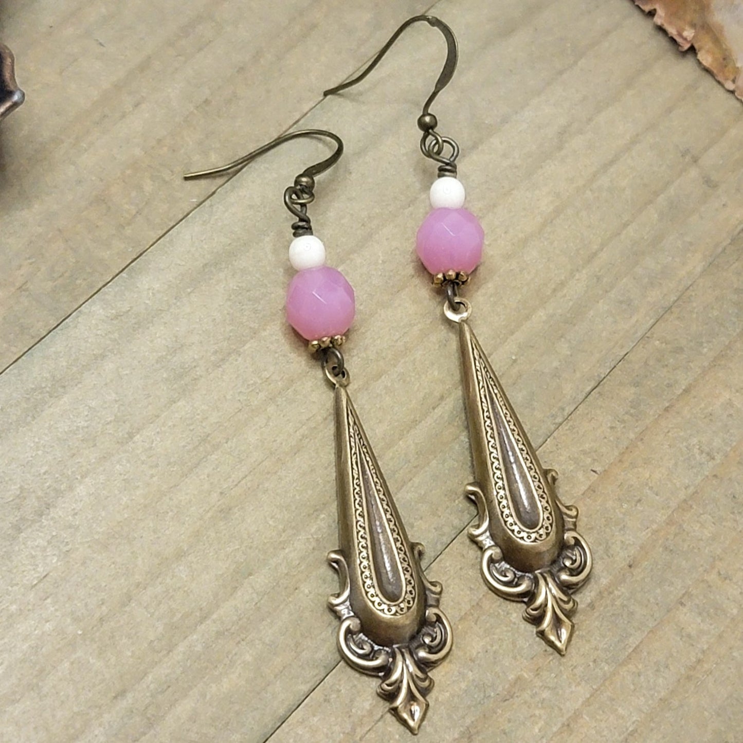 Victorian Opal Pink Drop Earrings - Nicki Lynn Jewelry
