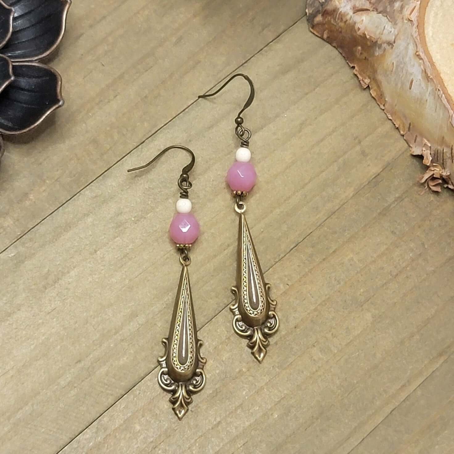 Victorian Opal Pink Drop Earrings - Nicki Lynn Jewelry