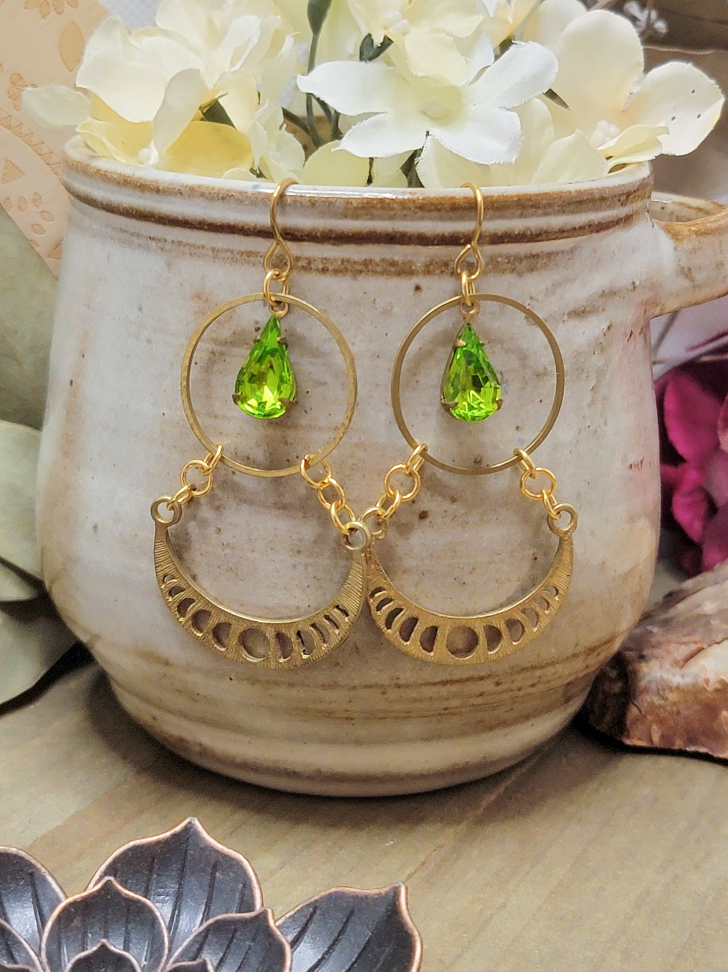 Gold Bohemian Moon Phase Earrings - Nicki Lynn Jewelry