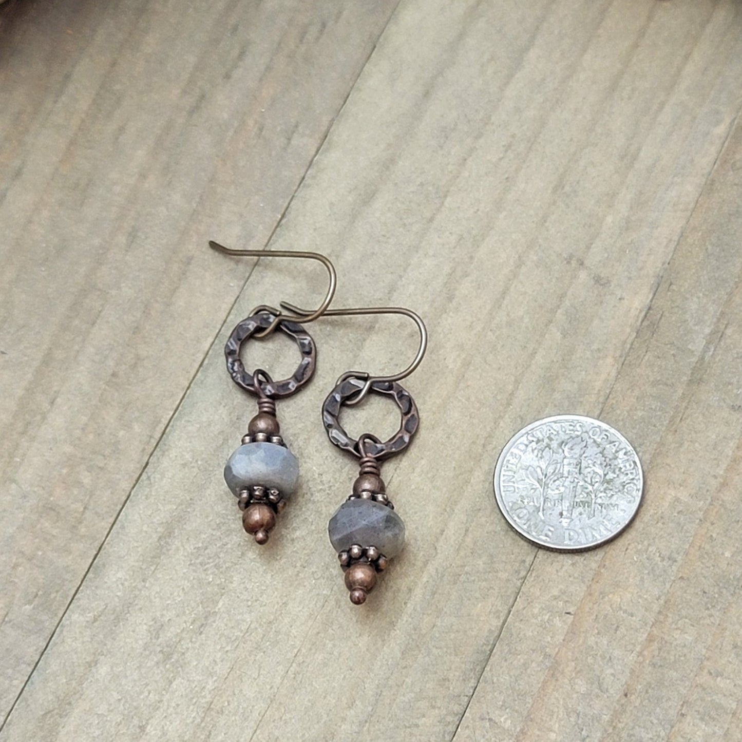 Labradorite and Copper Dangle Earrings, Nicki Lynn Jewelry 