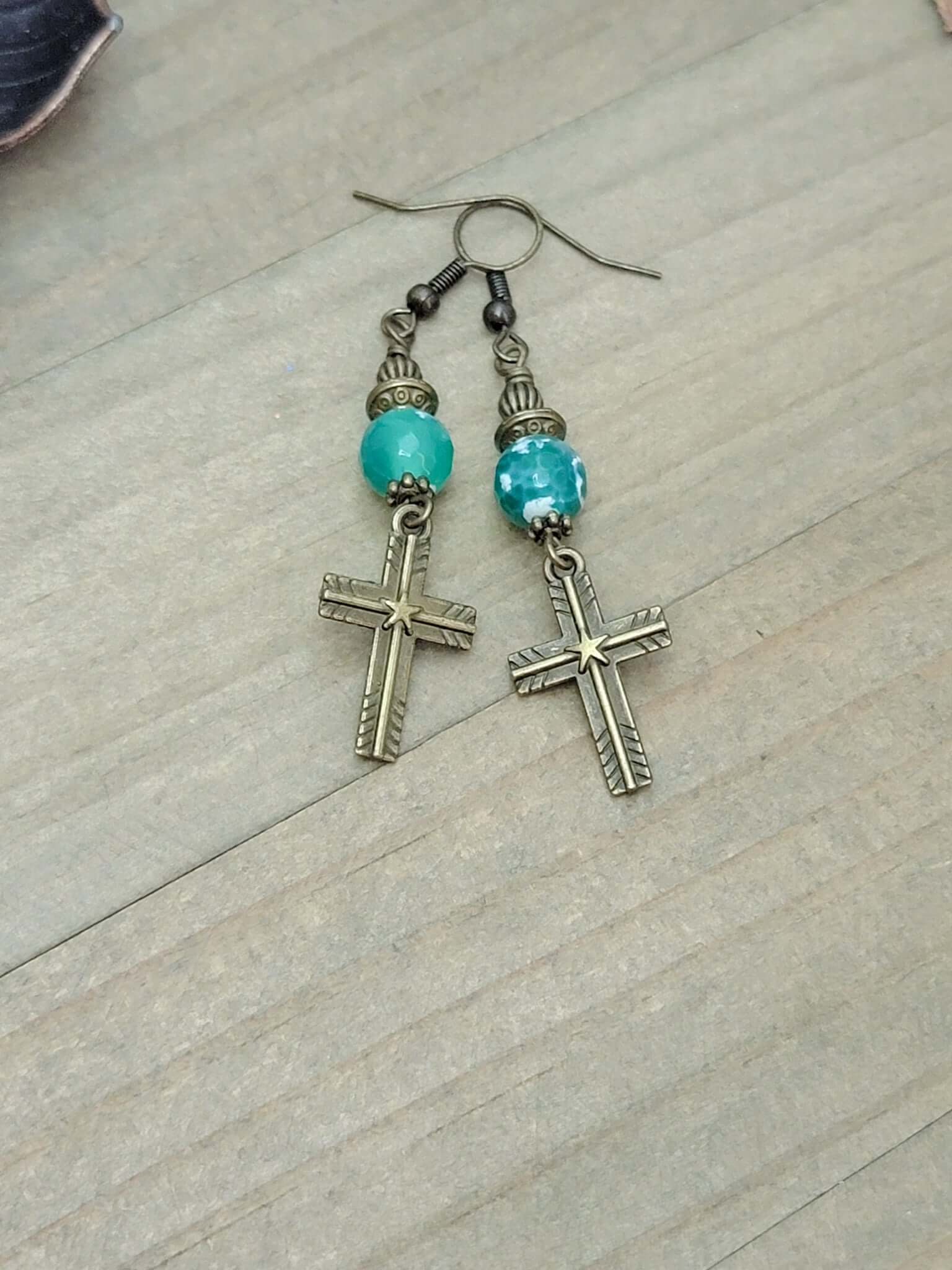 Rustic Cross Dangle Earrings, Nicki Lynn Jewelry 