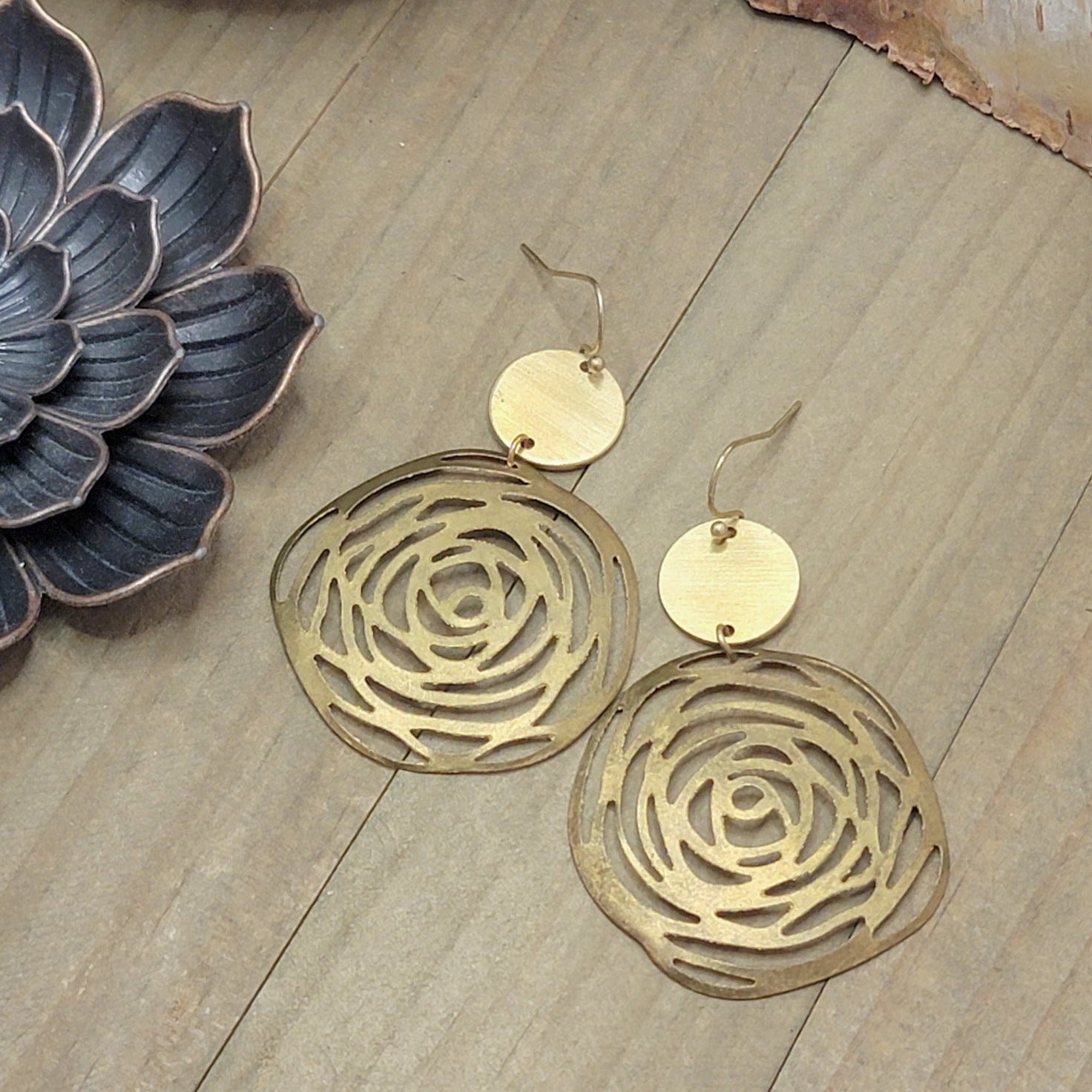 Matte Gold Swirl Earrings - Nicki Lynn Jewelry