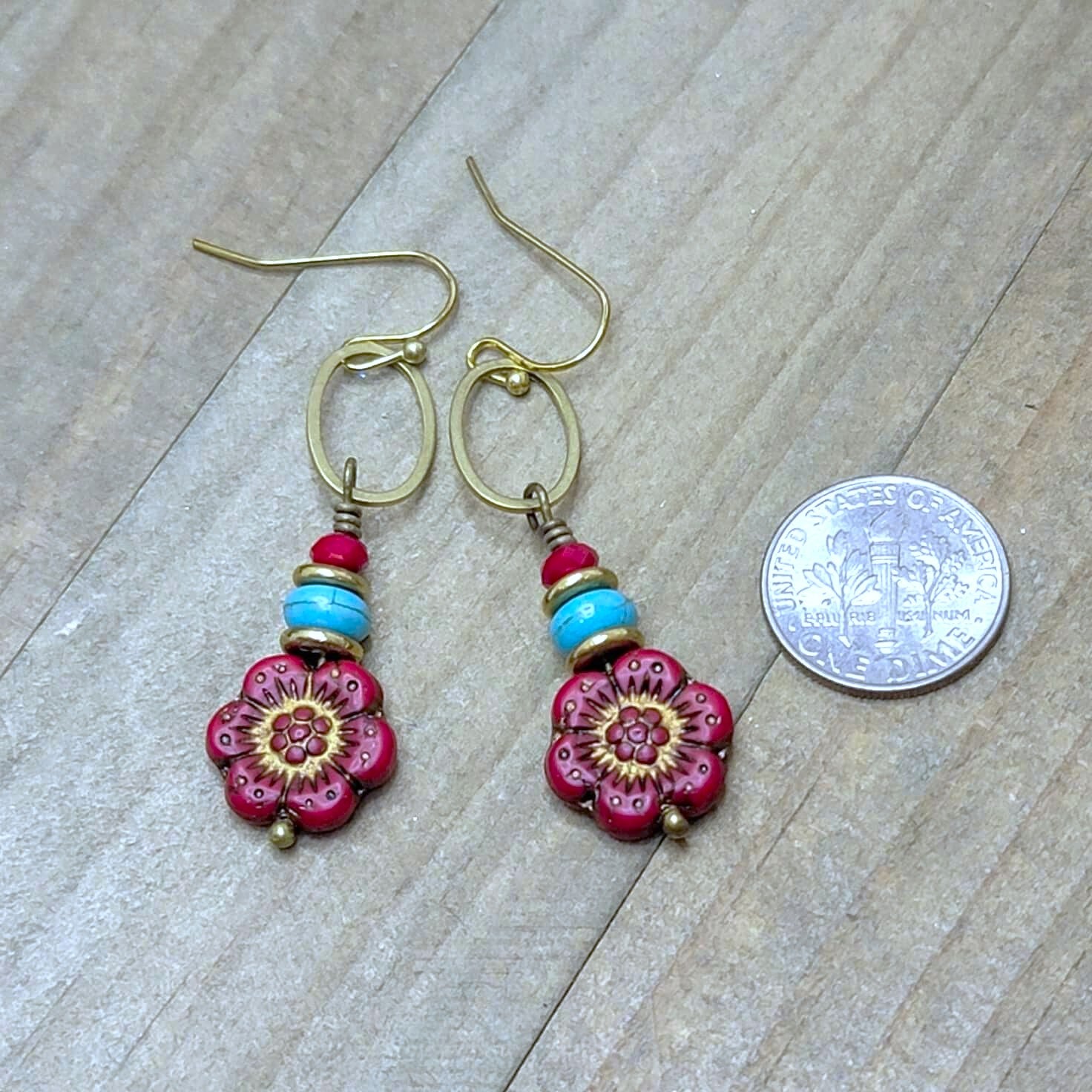 Czech Glass Flower Dangle Earrings, Nicki Lynn Jewelry