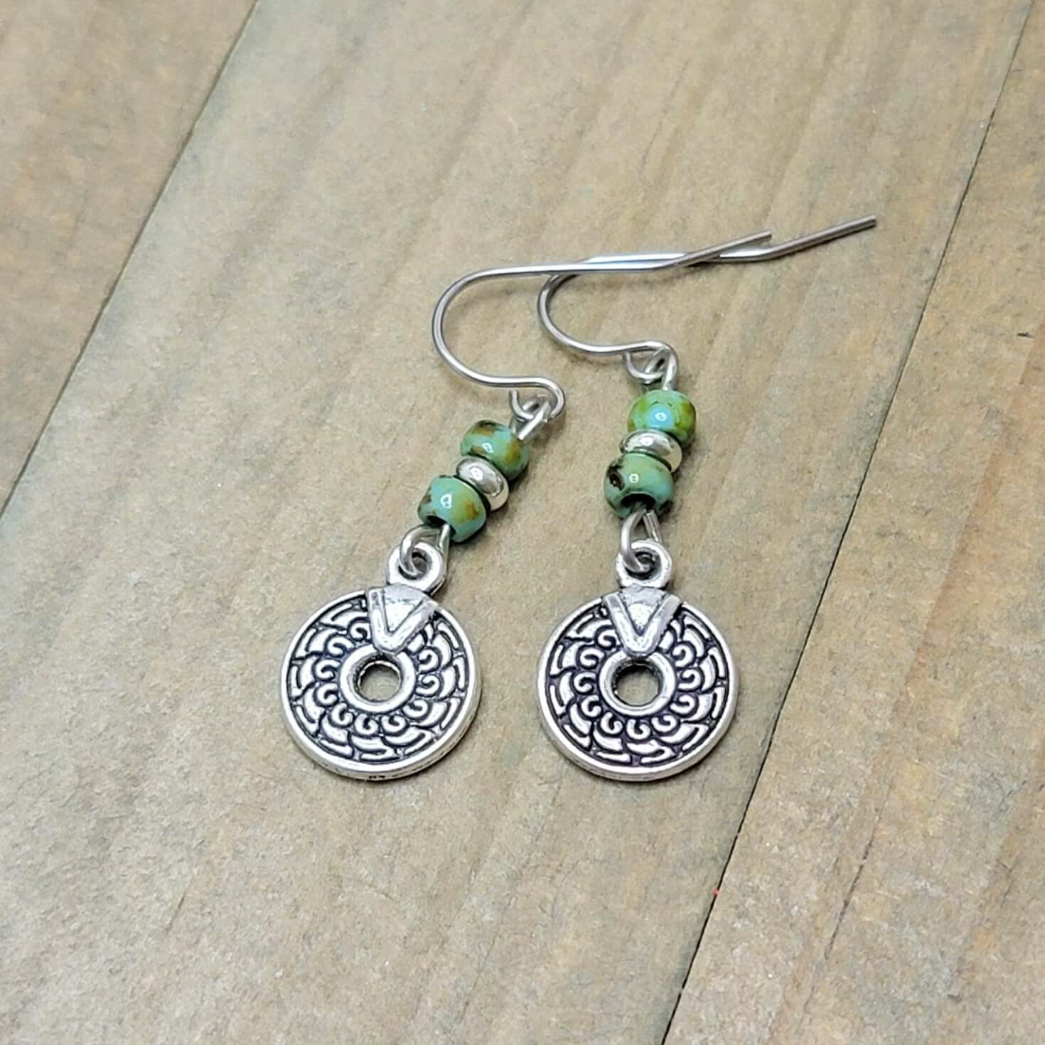 Small Silver Boho Drop Earrings-Hypoallergenic, Nicki Lynn Jewelry 