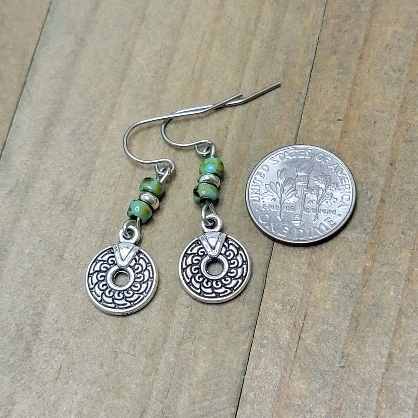 Small Silver Boho Drop Earrings-Hypoallergenic, Nicki Lynn Jewelry 