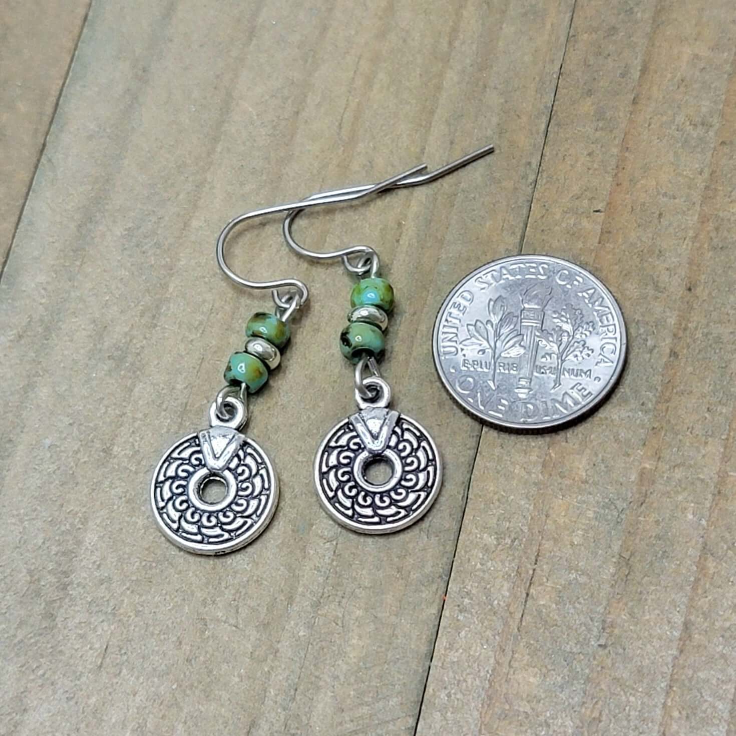 Small Silver Boho Drop Earrings-Hypoallergenic, Nicki Lynn Jewelry 