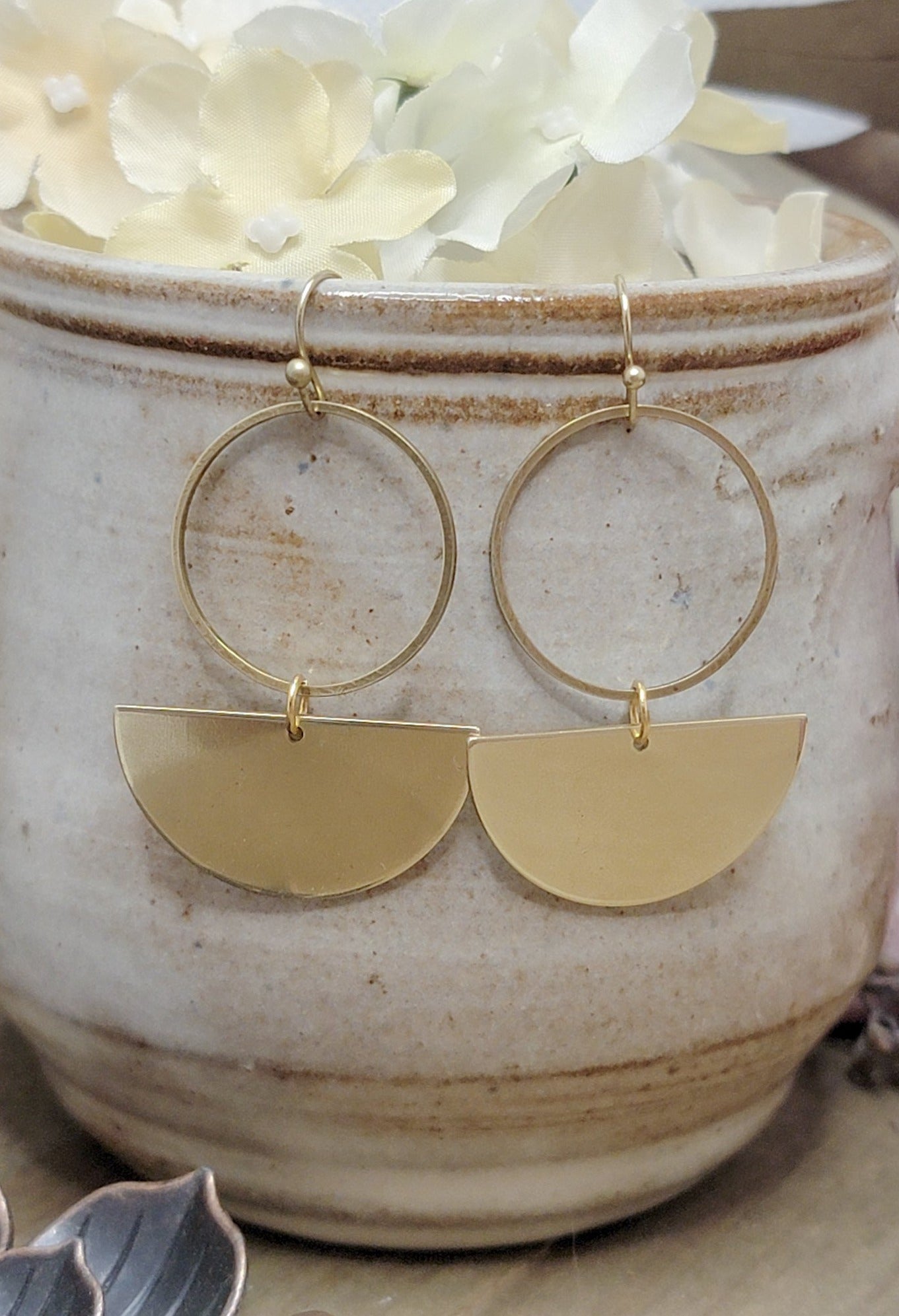 Brass Statement Earrings-Lightweight Half Circle Earrings, Nicki Lynn Jewelry 