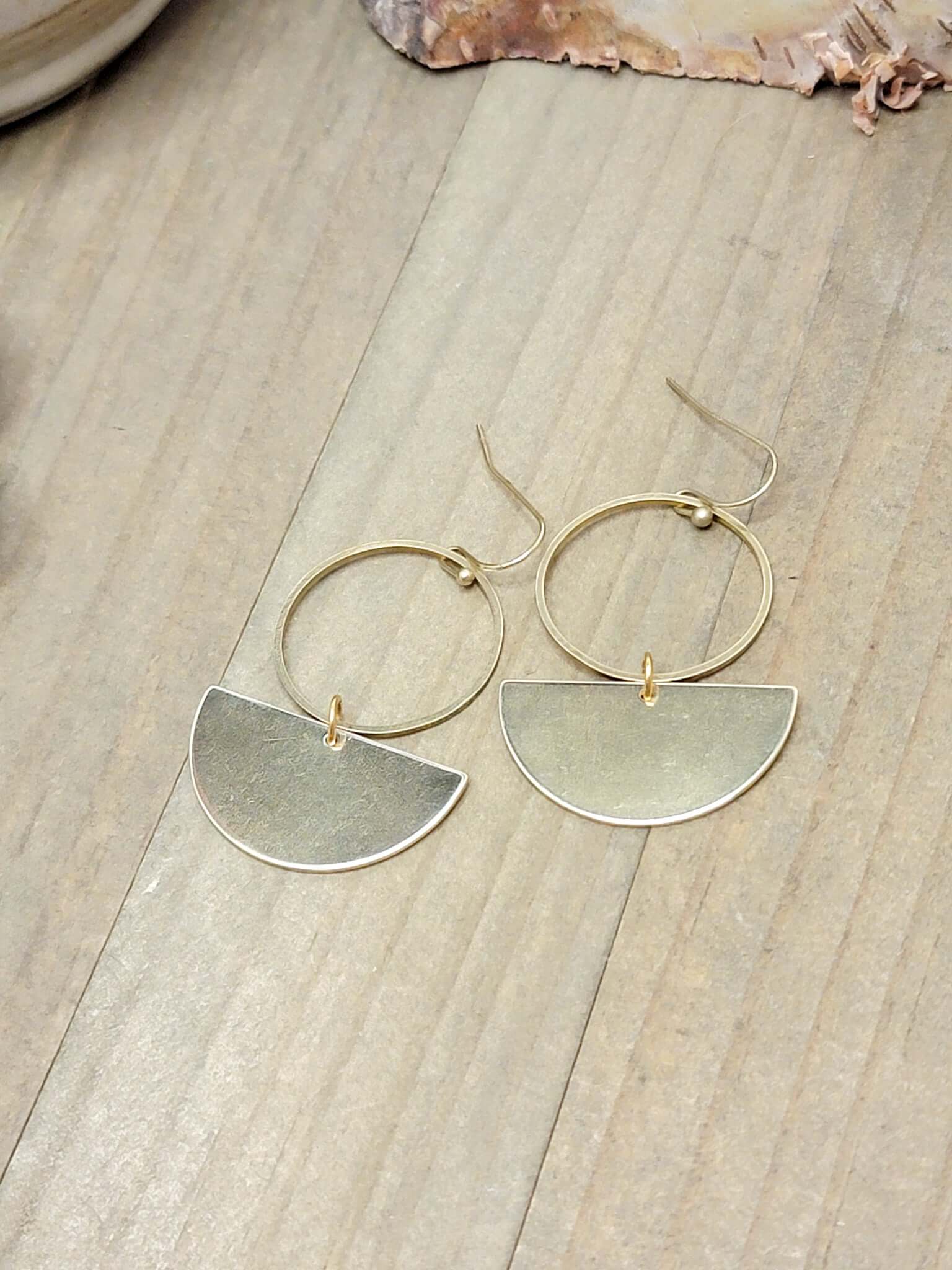 Brass Statement Earrings-Lightweight Half Circle Earrings, Nicki Lynn Jewelry 